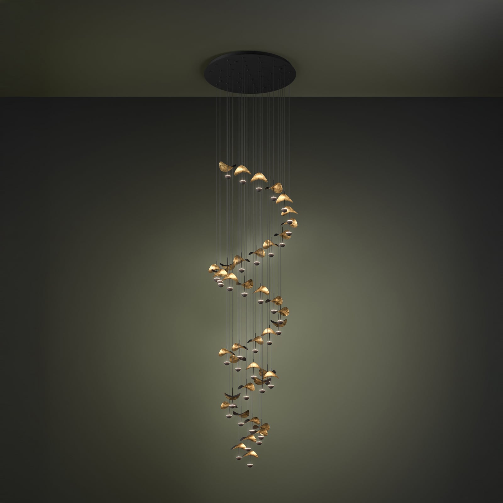 Dracera LED hanging light, black and gold, Ø 82 cm - Stars of Light