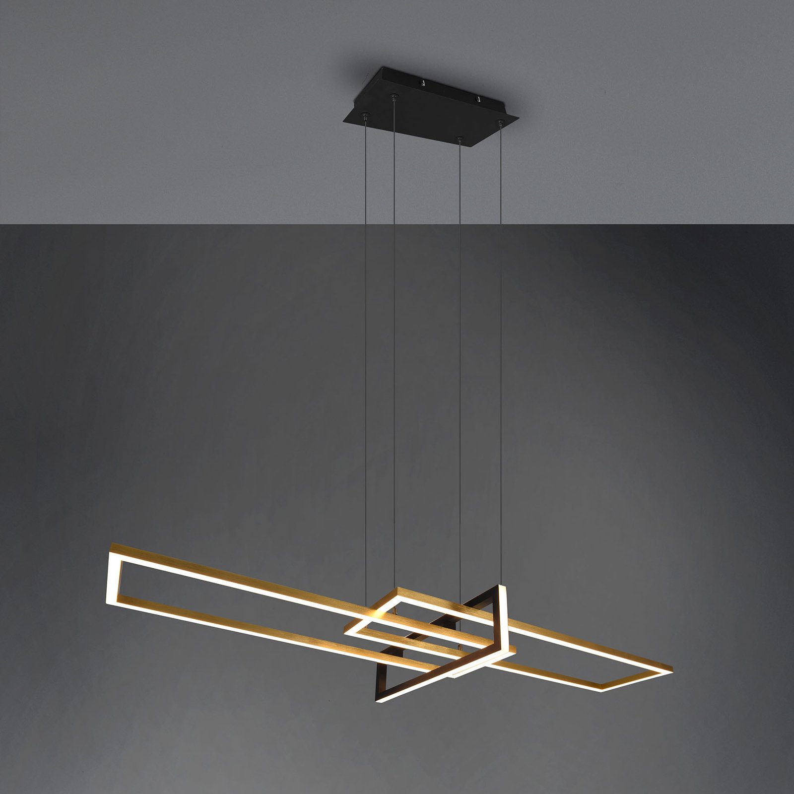 Suspension LED Salinas, couleur laiton, métal, longueur 110 cm