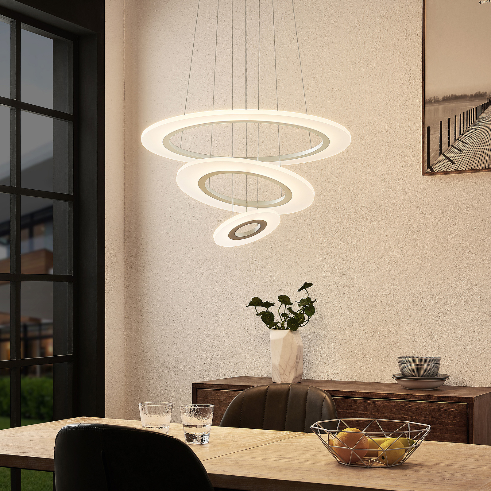 Lindby Amisu LED závěsné světlo s třemi kruhy