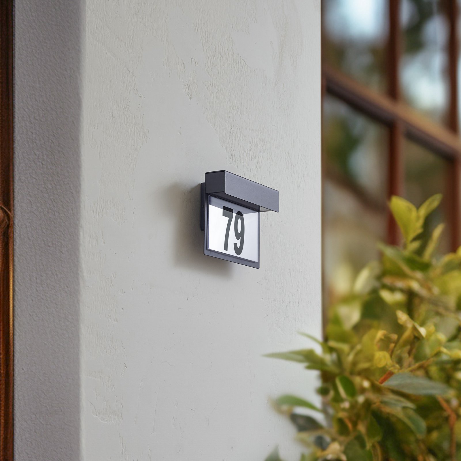 Lindby LED house number light Antal, dark grey, aluminium