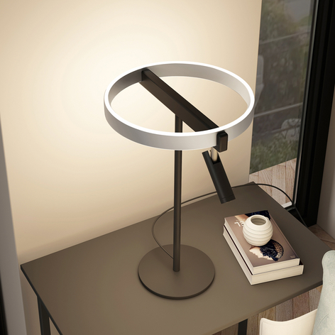 Lucande Matwei lampe à poser LED, anneau, nickel