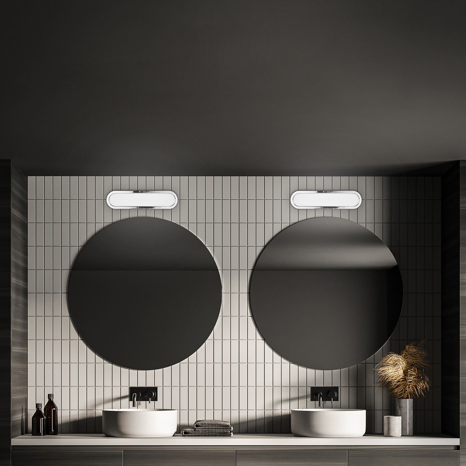 LED-vannitoa seinavalgusti Pil, kroomitud, laius 35 cm, plast