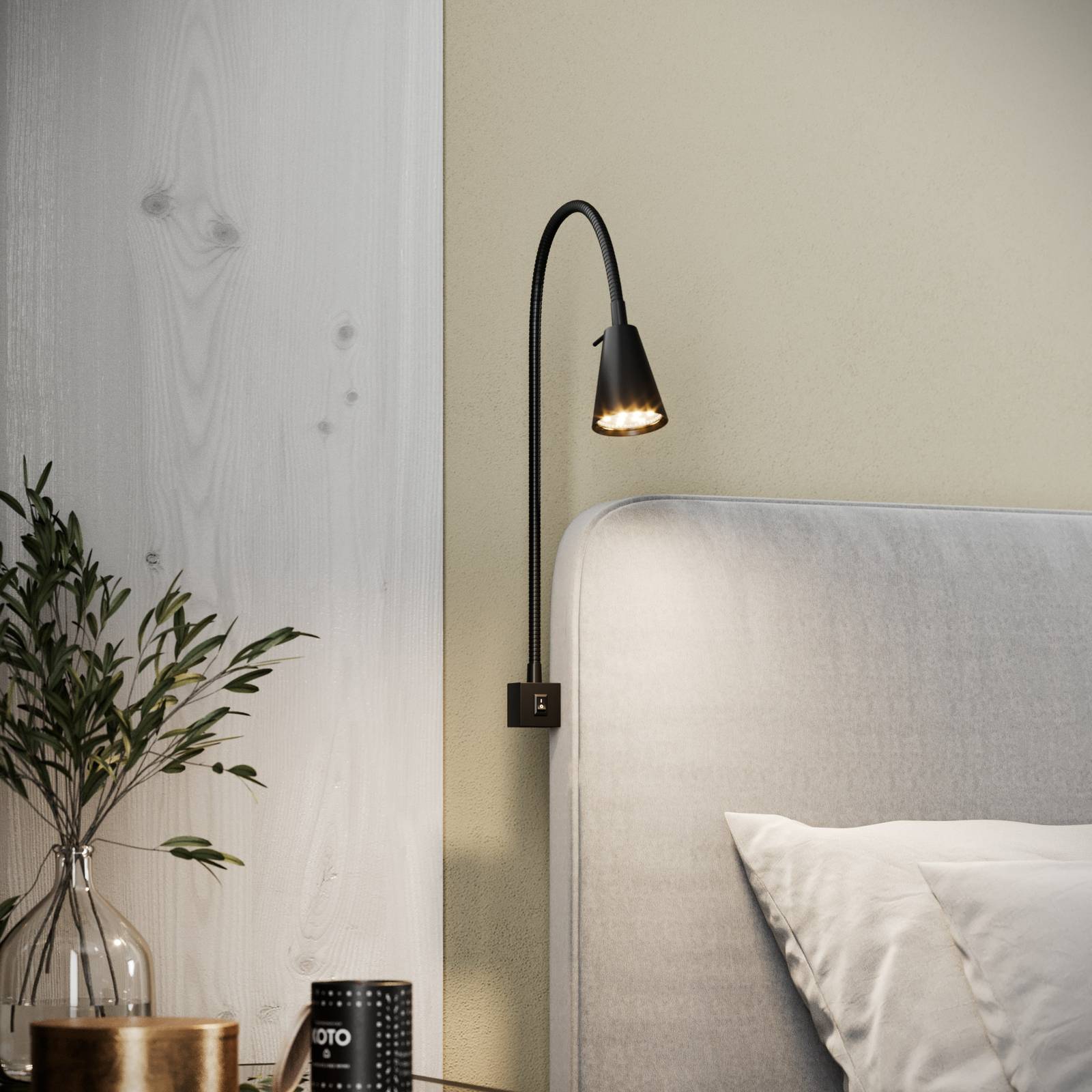 Briloner Nástěnné svítidlo Tuso LED, montáž na postel, černé