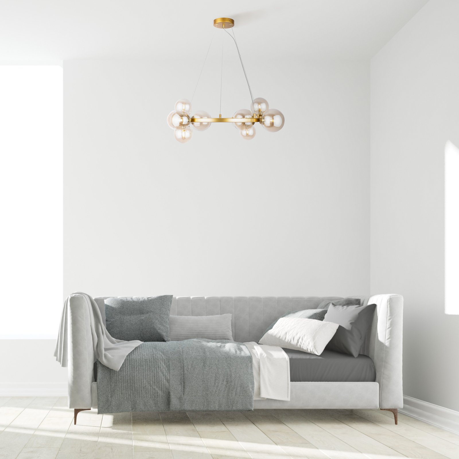 Maytoni rippvalgusti Dallas, 11-lampe, kullavärviline/amberne