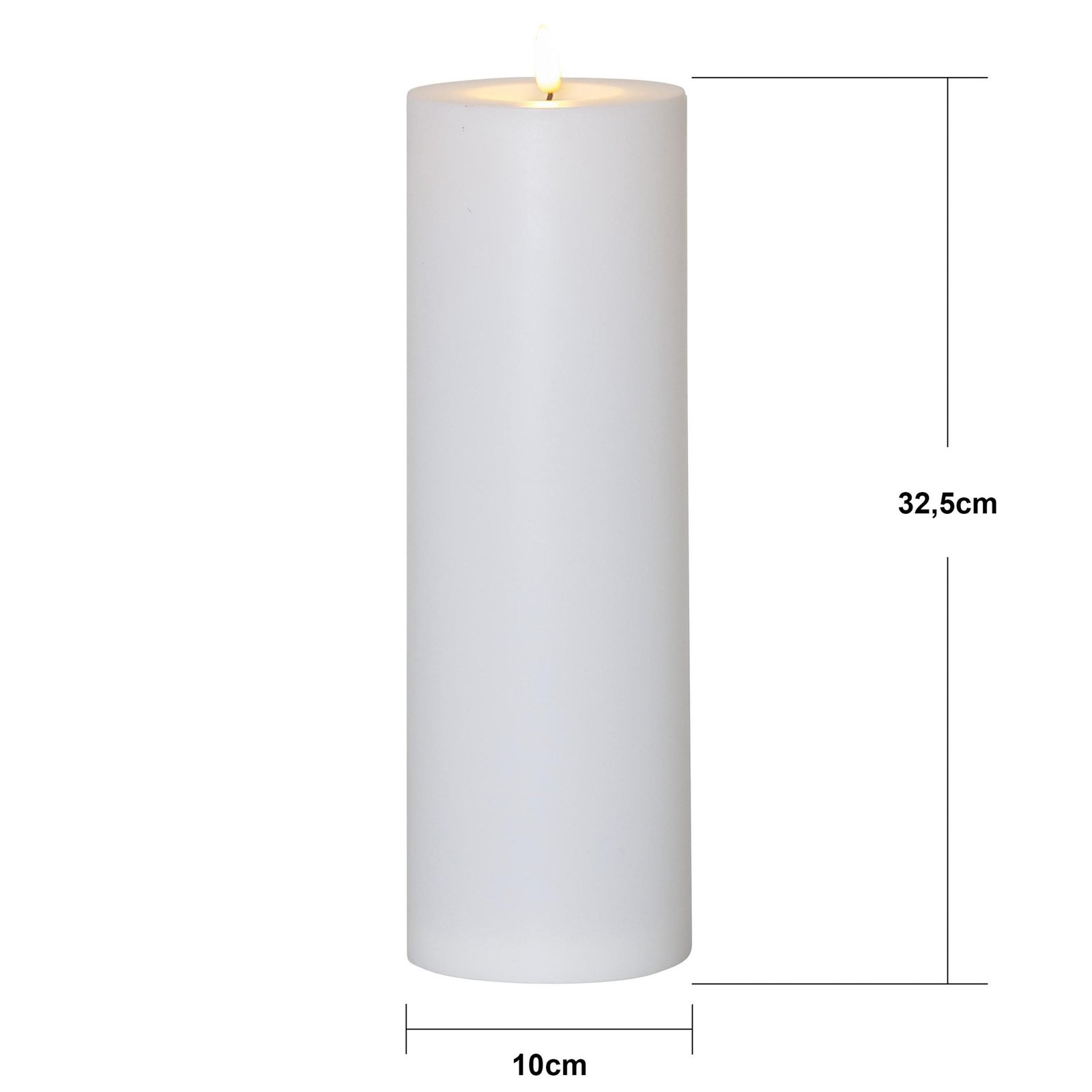 LED stearinlys Flamme Rak 32,5 cm hvid plast batteridrevet