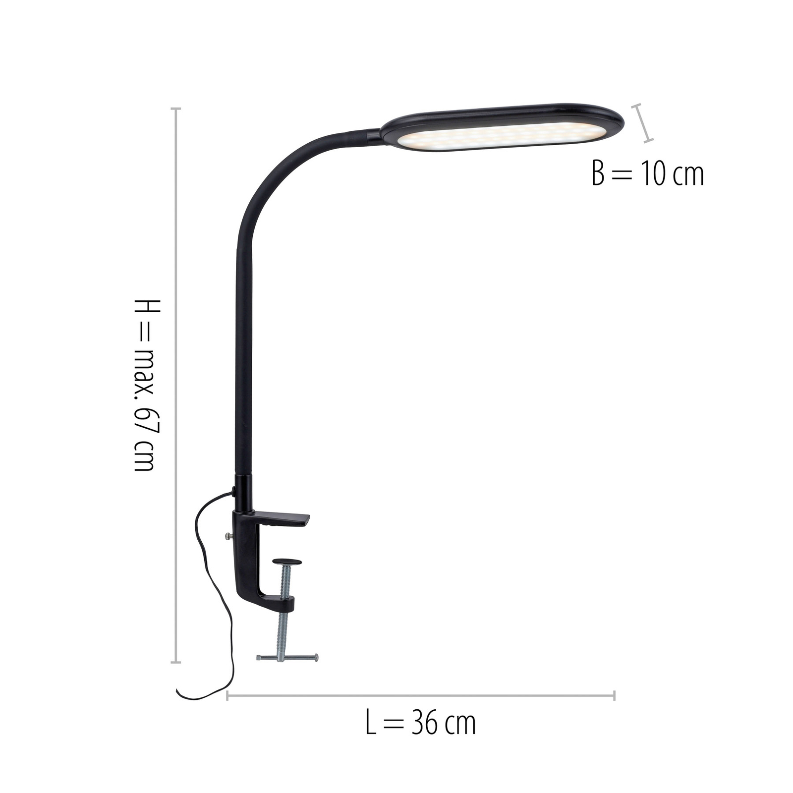 Kelly LED clamp light, CCT, dimmable