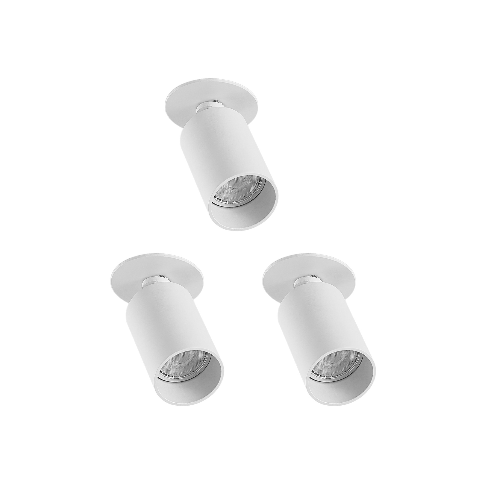 Arcchio spot encastrable Davin, blanc, cylindre, Set de 3 pièces