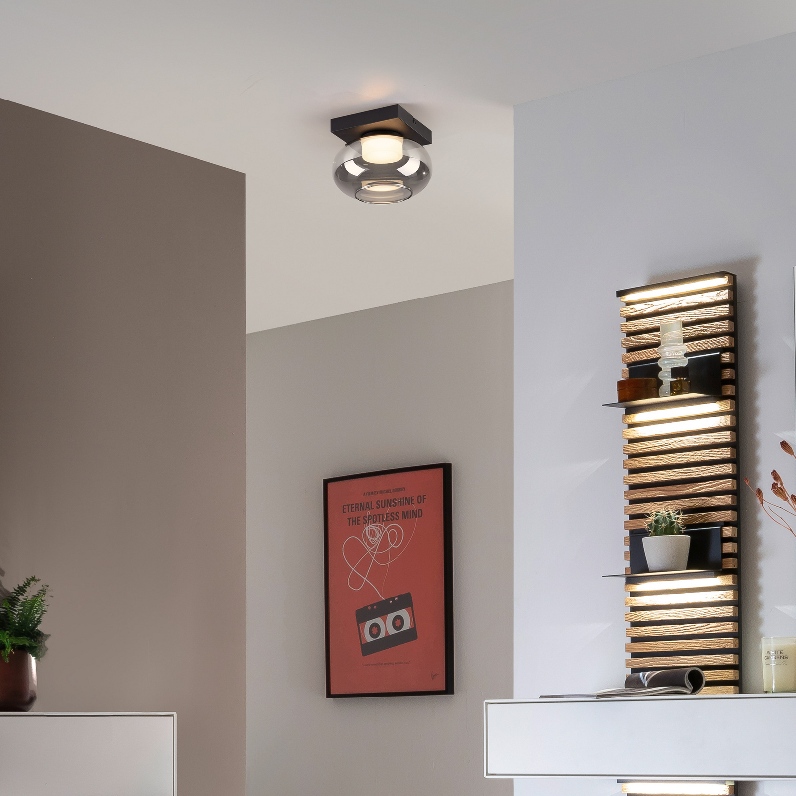 SCHÖNER WOHNEN plafoniera LED Sia, grigio fumo 3.000 K SCHÖNER WOHNEN plafoniera LED Sia, grigio fumo 3.000 K