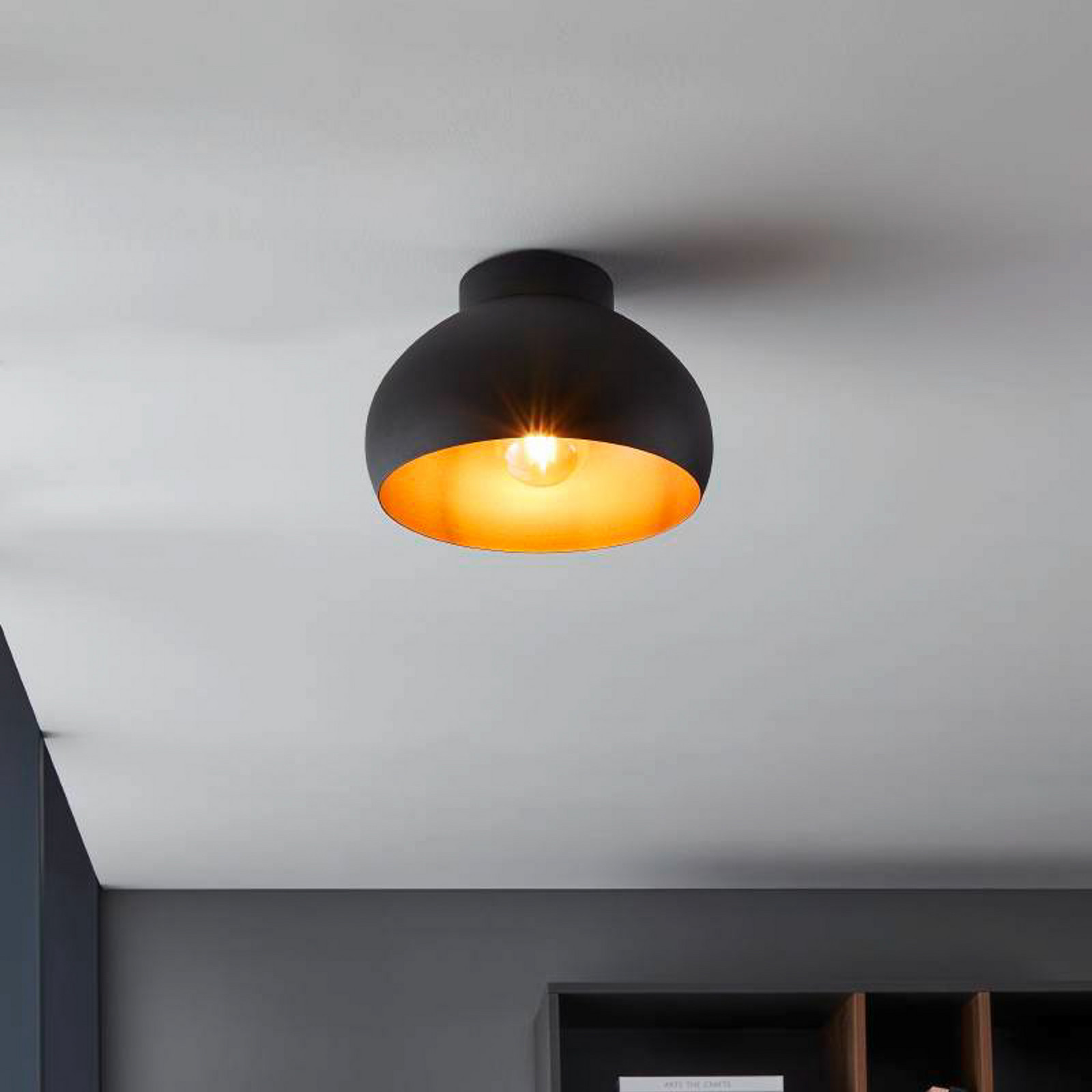 EGLO Mogano 2 plafonieră Ø28cm negru/cupru - Camera de zi / sufragerie - negru cupru - Metal