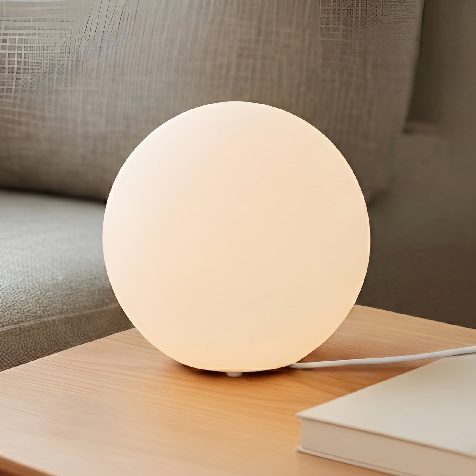 Lampa stołowa Lindby Marike, biały, szkło, kula, Ø 25 cm, E27