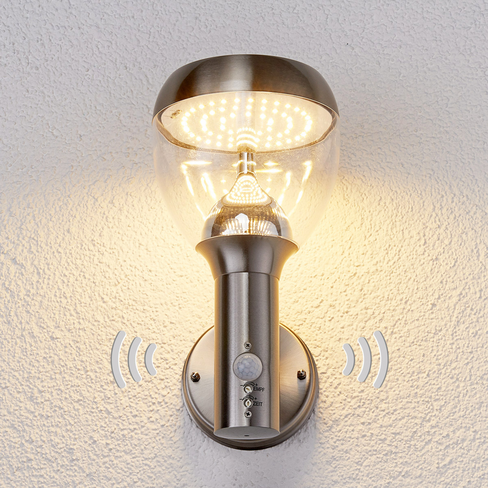 Etta stainless steel sensor outdoor wall light,LED Lights.co.uk