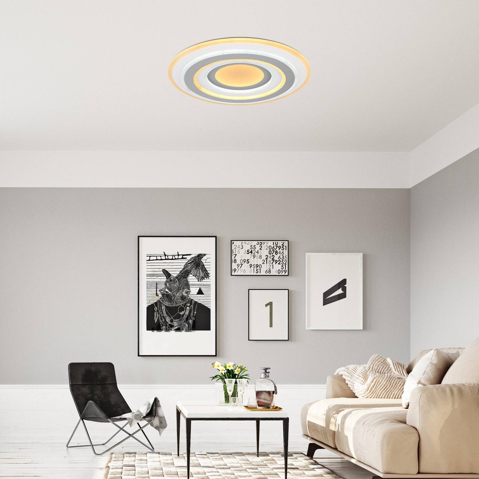 Sabatino LED-taklampe hvit/antrasitt Ø 48 cm CCT