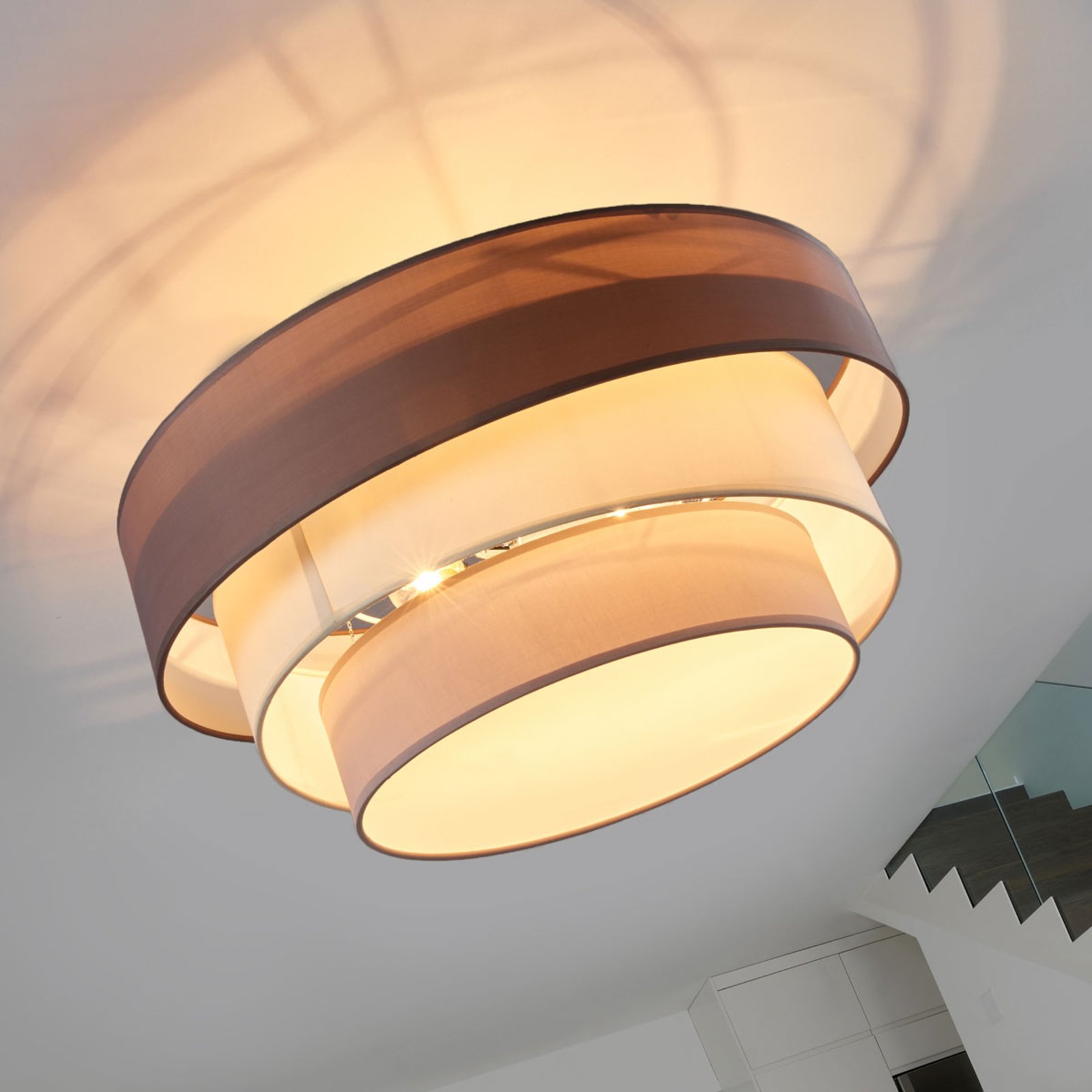 Melia Ceiling Lamp Grey-Brown/White/Grey/Chrome - Lindby