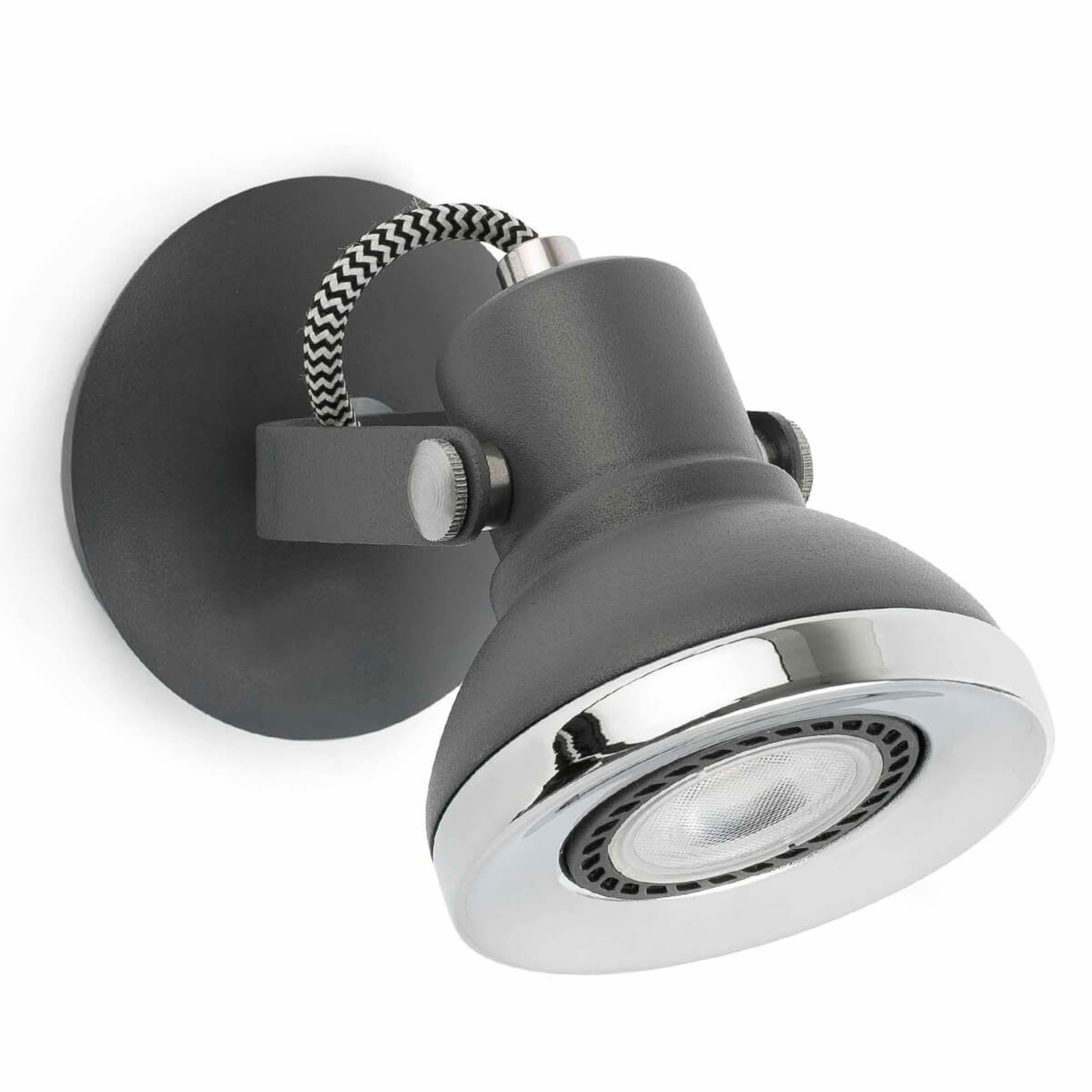 Ring - one-bulb LED wall spotlight in dark grey