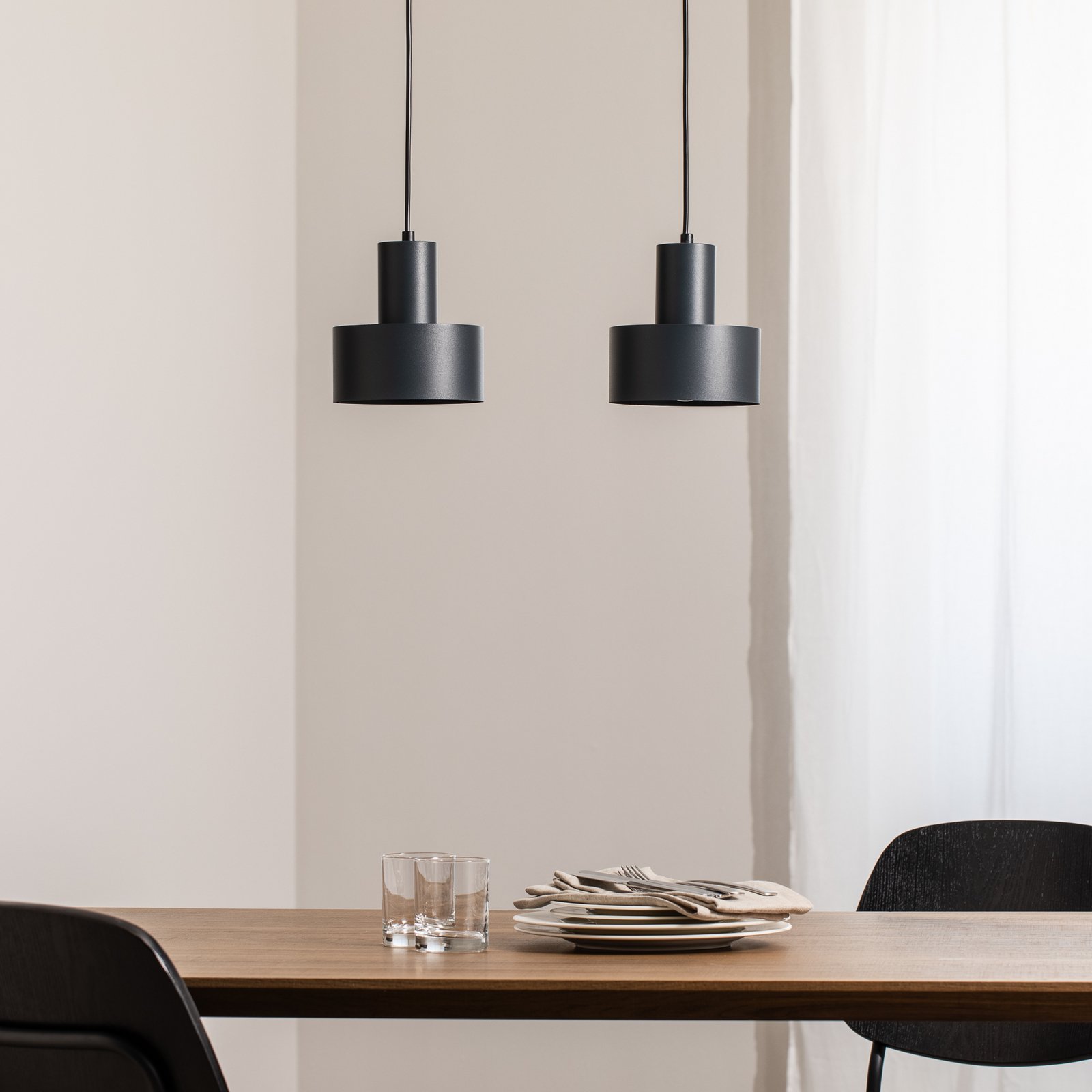 Rif 2 pendant light, anthracite, 2-bulb, linear, steel