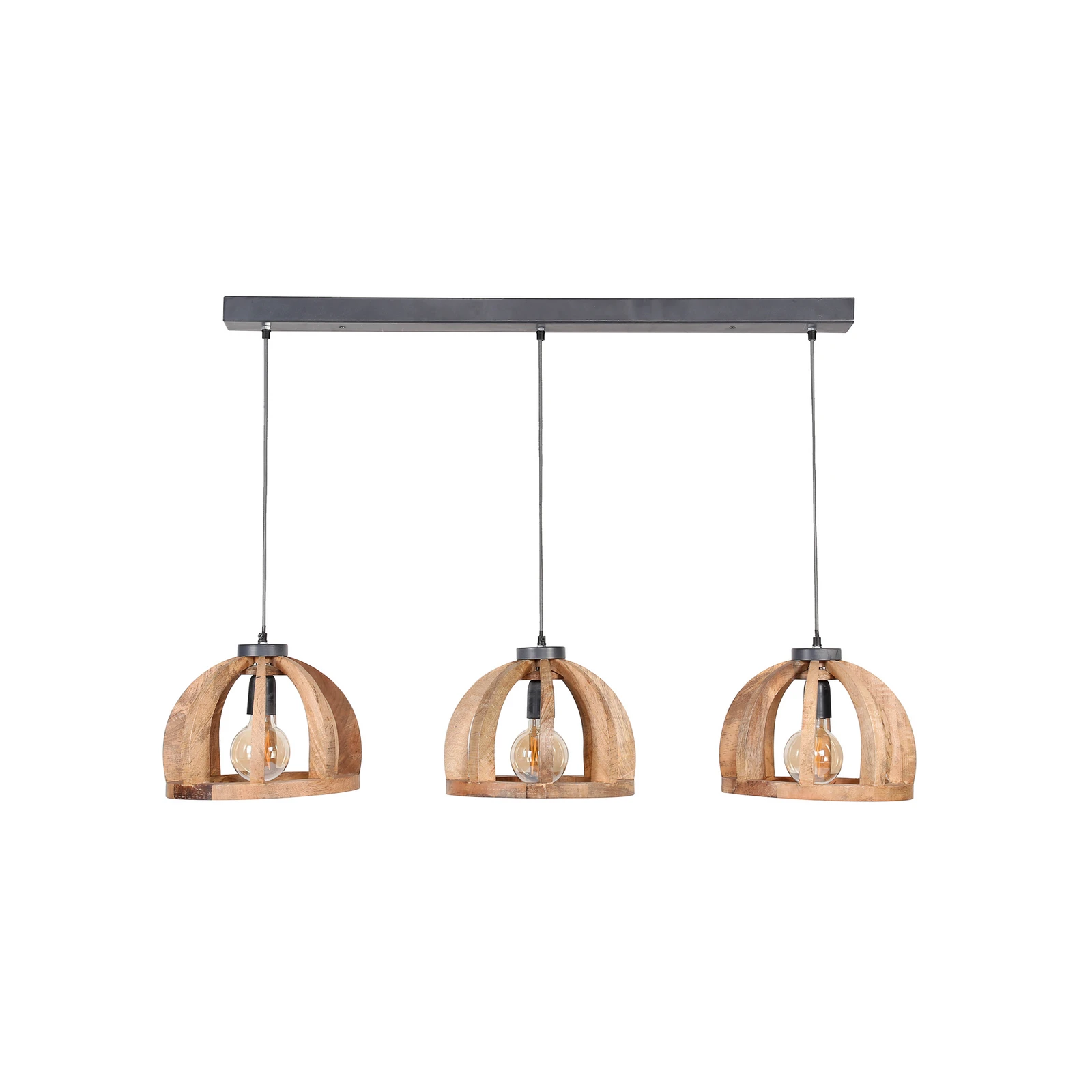 Lámpara colgante Vesterland, madera mango, 3 luces