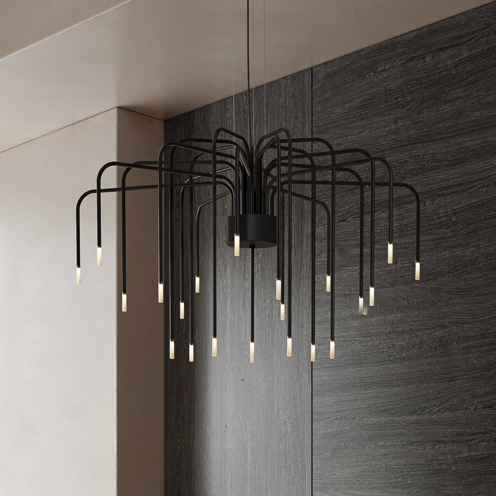 Karman LED-Hängelampe BOOM, schwarz, Metall, Ø 90 cm 22-flg. günstig online kaufen