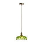 Závesné svietidlo Kurage, starý mosadz/zelená, sklo, Ø 26 cm, E27 - Markslöjd