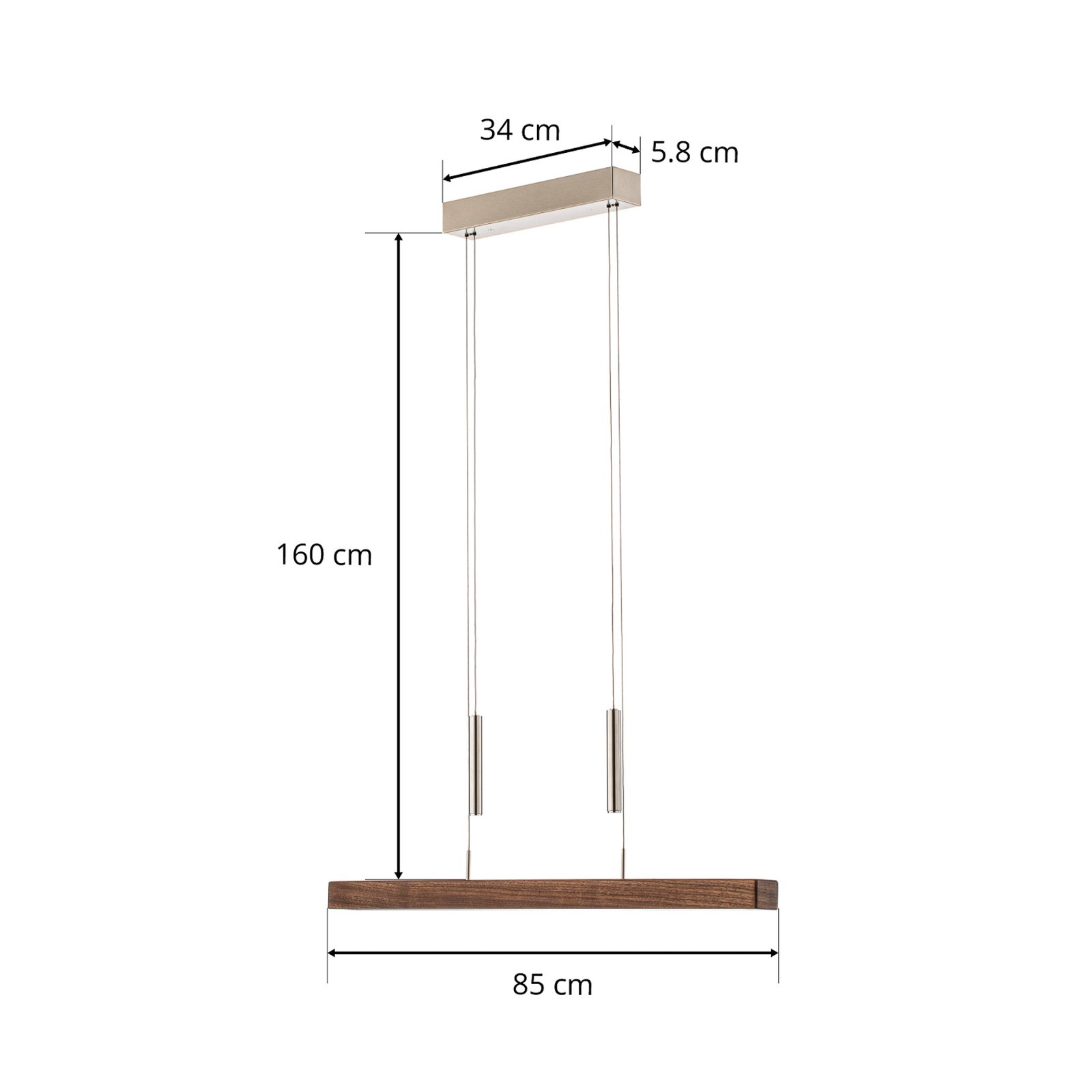 HerzBlut Leonora rippvalgusti Up&Down 85cm pähkelpuu