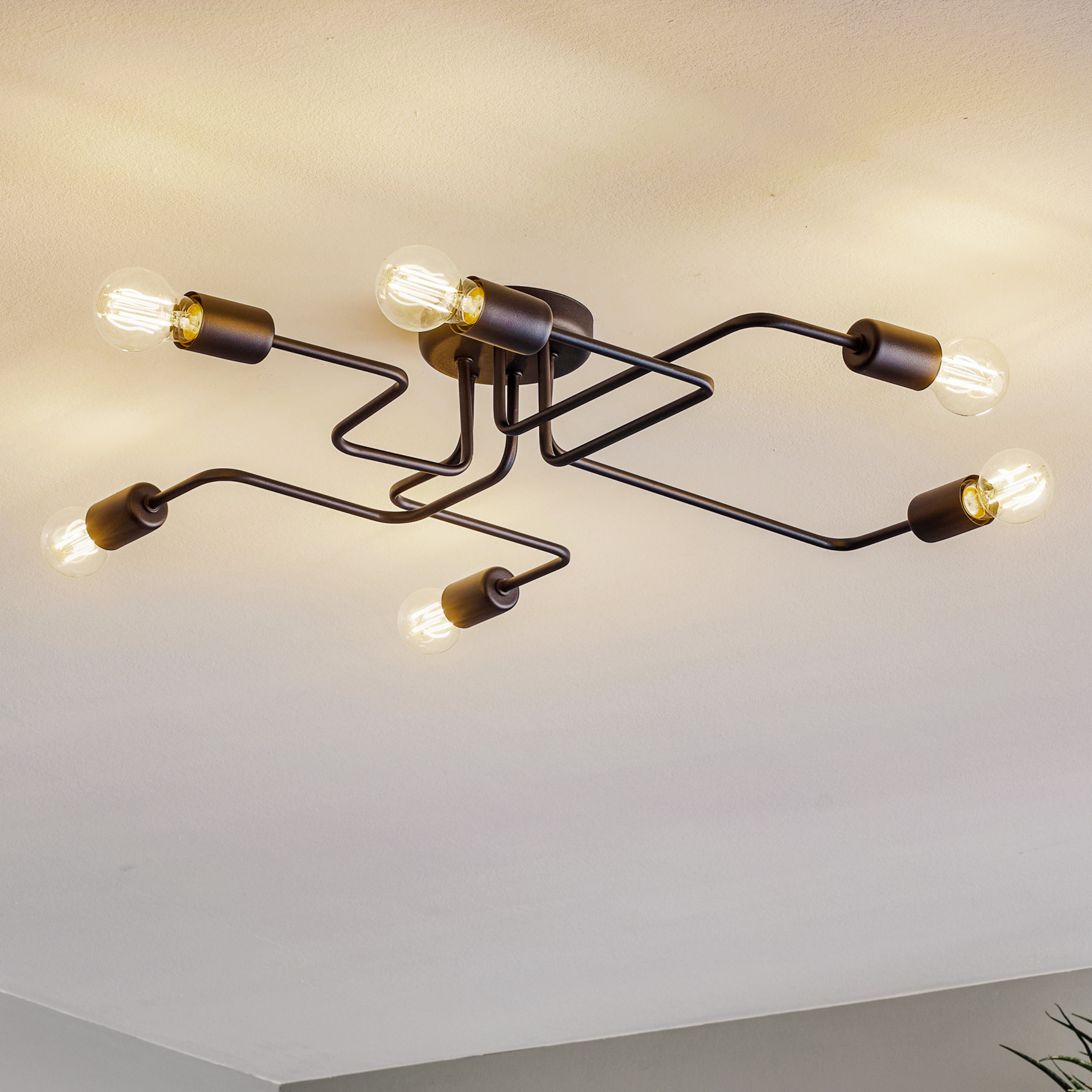 Taklampe Tube med 6 lyskilder, svart