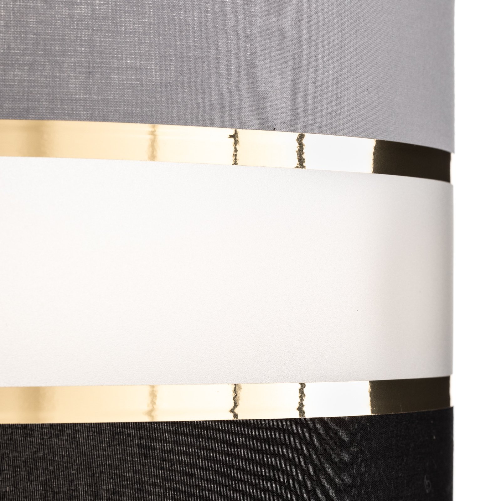 Lámpara colgante Helen textil gris-negro-oro Ø 40 cm