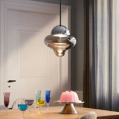 LED rippvalgusti Nutty XL, suitsuhall / kroomi värvi, Ø 30 cm