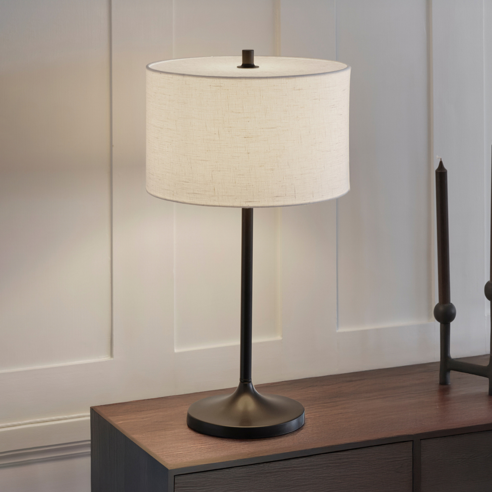 Lampada da tavolo Soft, bianco/bronzo, altezza 64 cm, lino - Belid