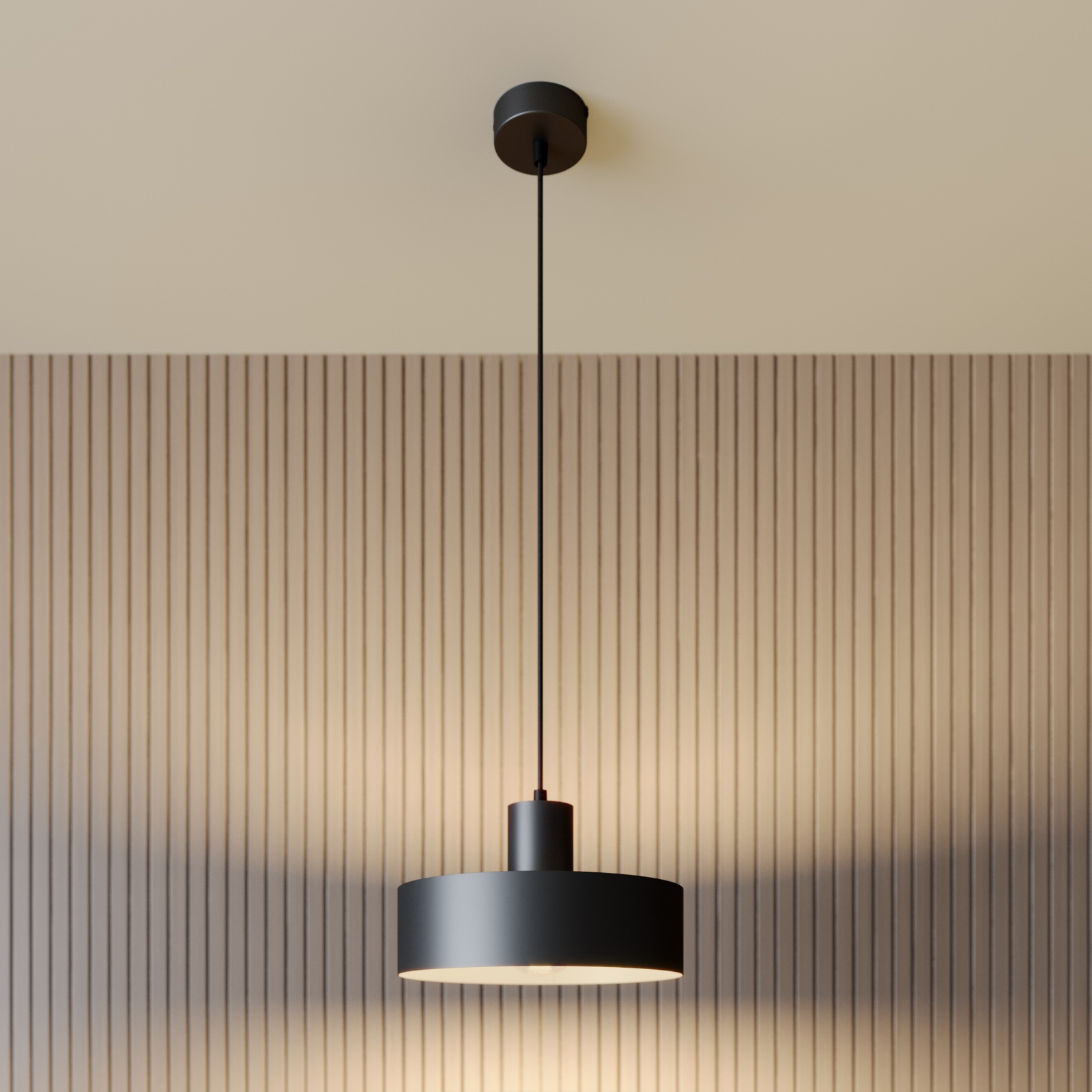 Rif hængelampe, metal, sort, Ø 25 cm