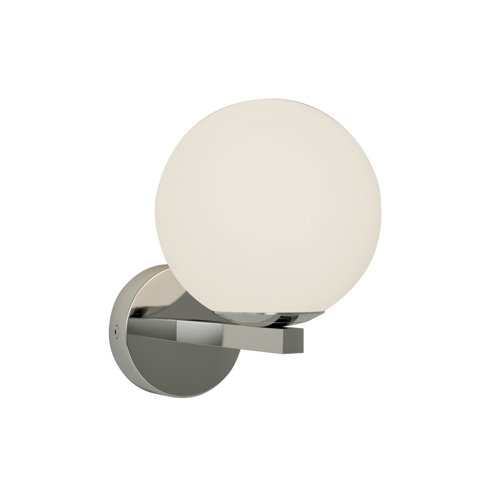 Lucande wall light Bidolo, chrome-coloured, glass, Ø 12 cm, IP44