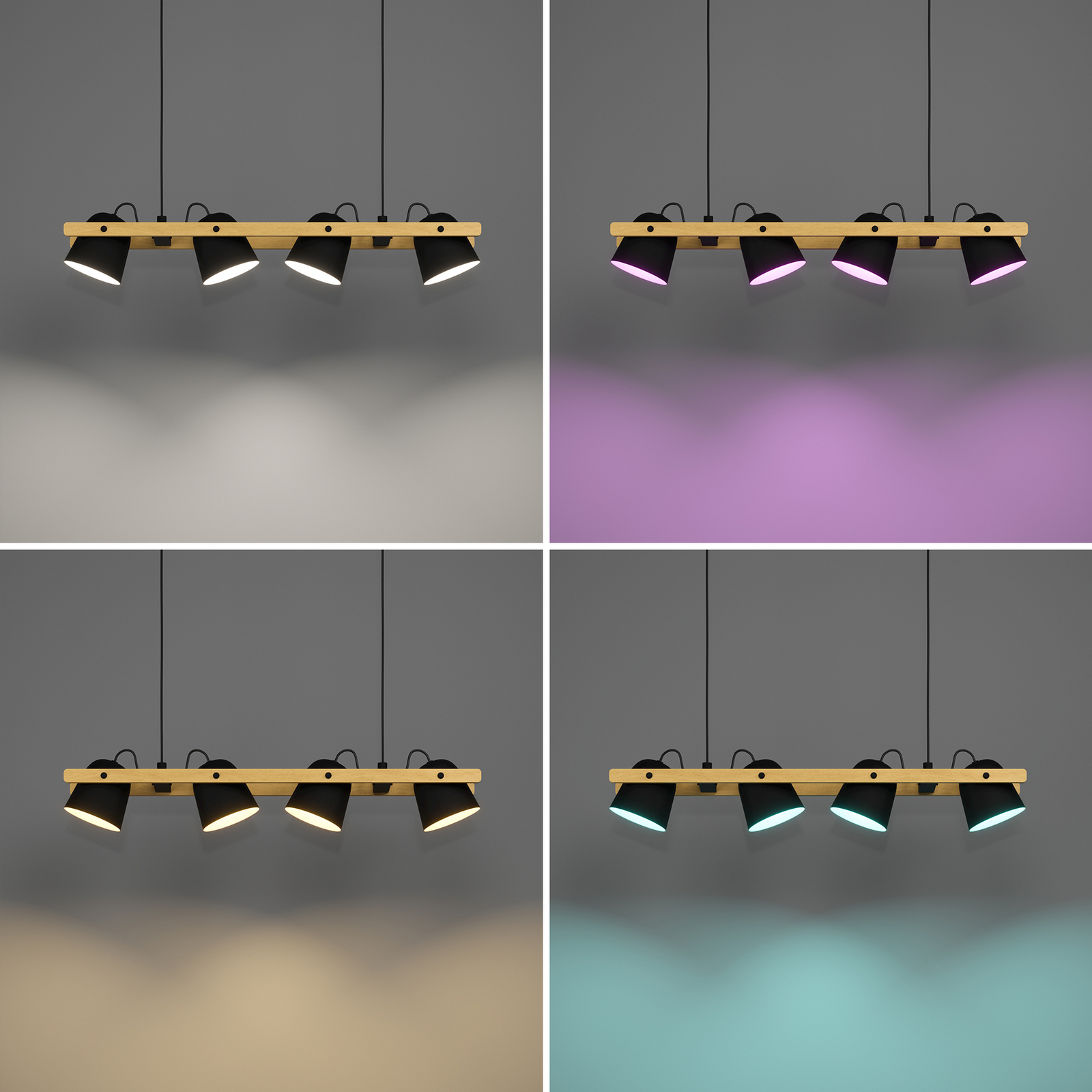 EGLO connect LED stropna svjetiljka Hornwood-Z, 4 žarulje, crna