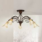 Ceiling light RICCARDO with a floral note, 5-bulb