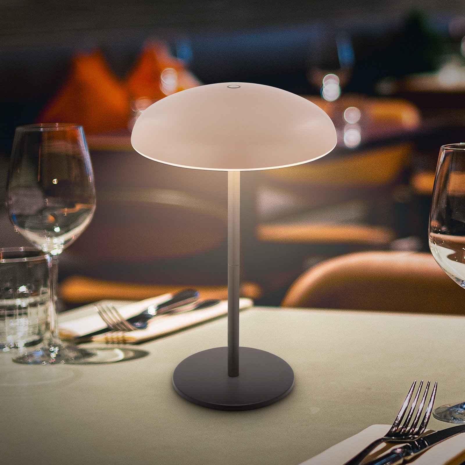 Lampe à poser LED rechargeable Brilo unplugged Caxa, beige/anthracite
