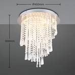 LED-loftslampe Pomp, Ø 45 cm, krom, akryl/metal, CCT