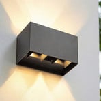 Lindby LED-ulkoseinälamppu Nivar, musta, 4-lamppuinen, 20 cm, IP54