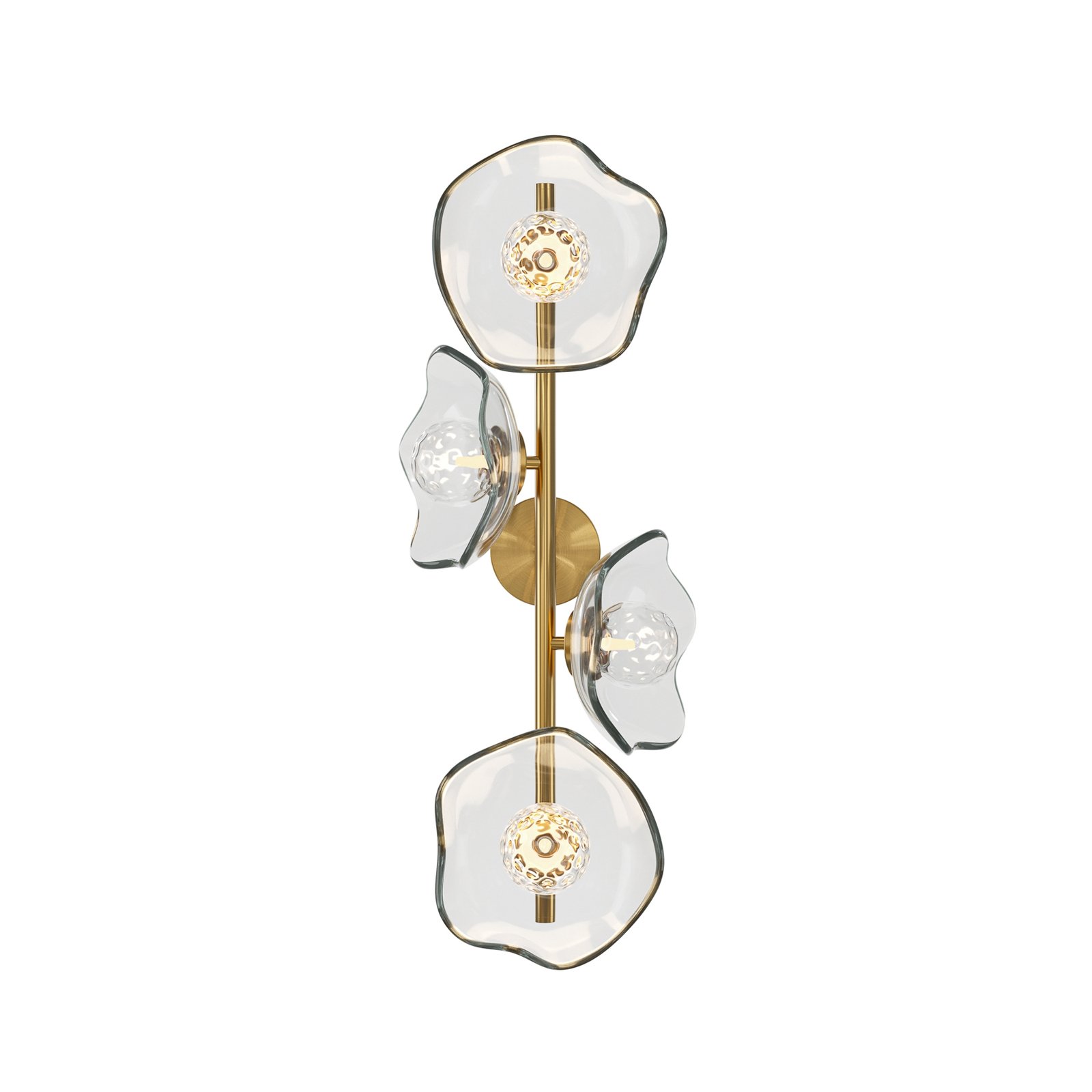 Maytoni Miracle wall light, 4-bulb, brass-coloured, glass