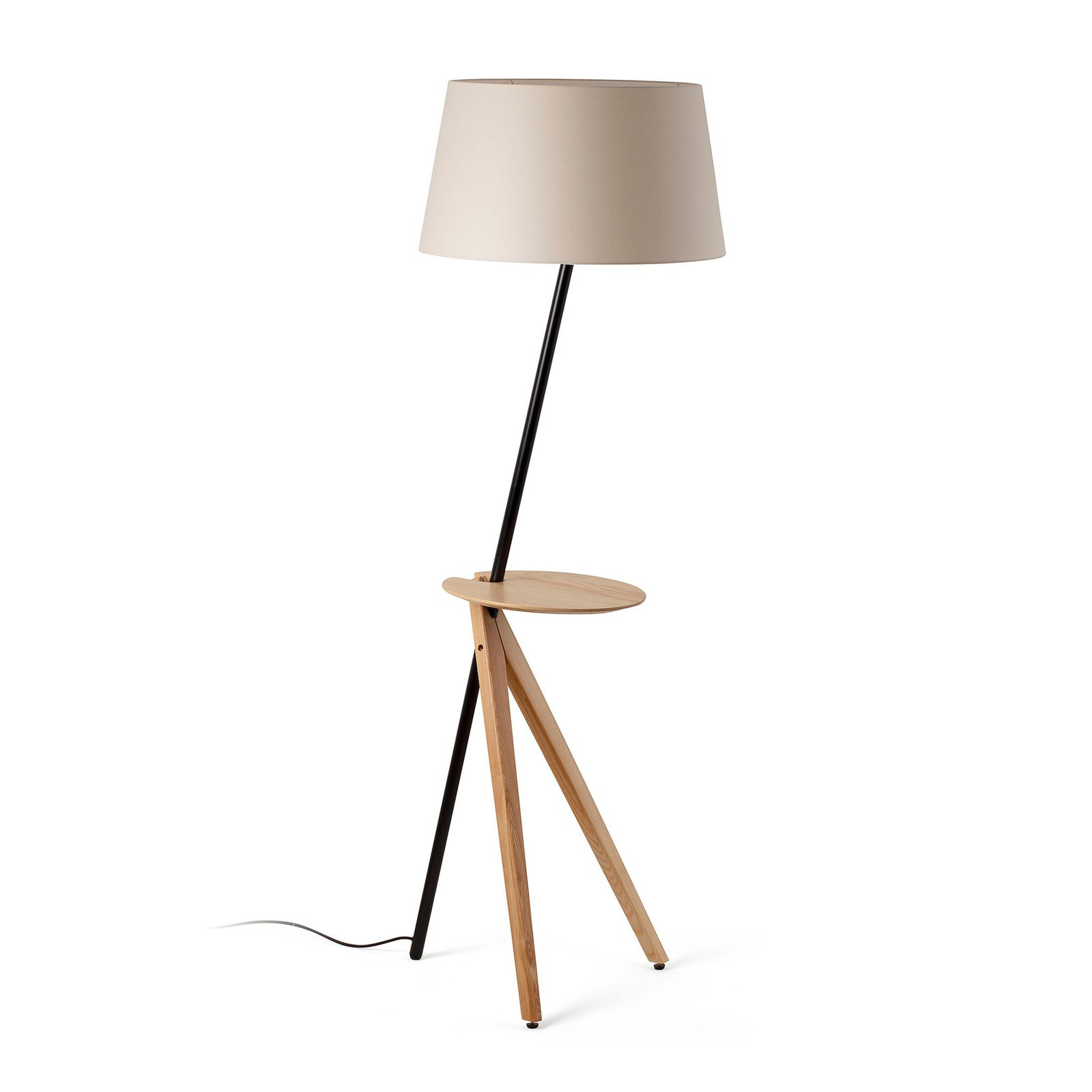 Treewood golvlampa, ask/beige, tyg/trä, höjd 175 cm