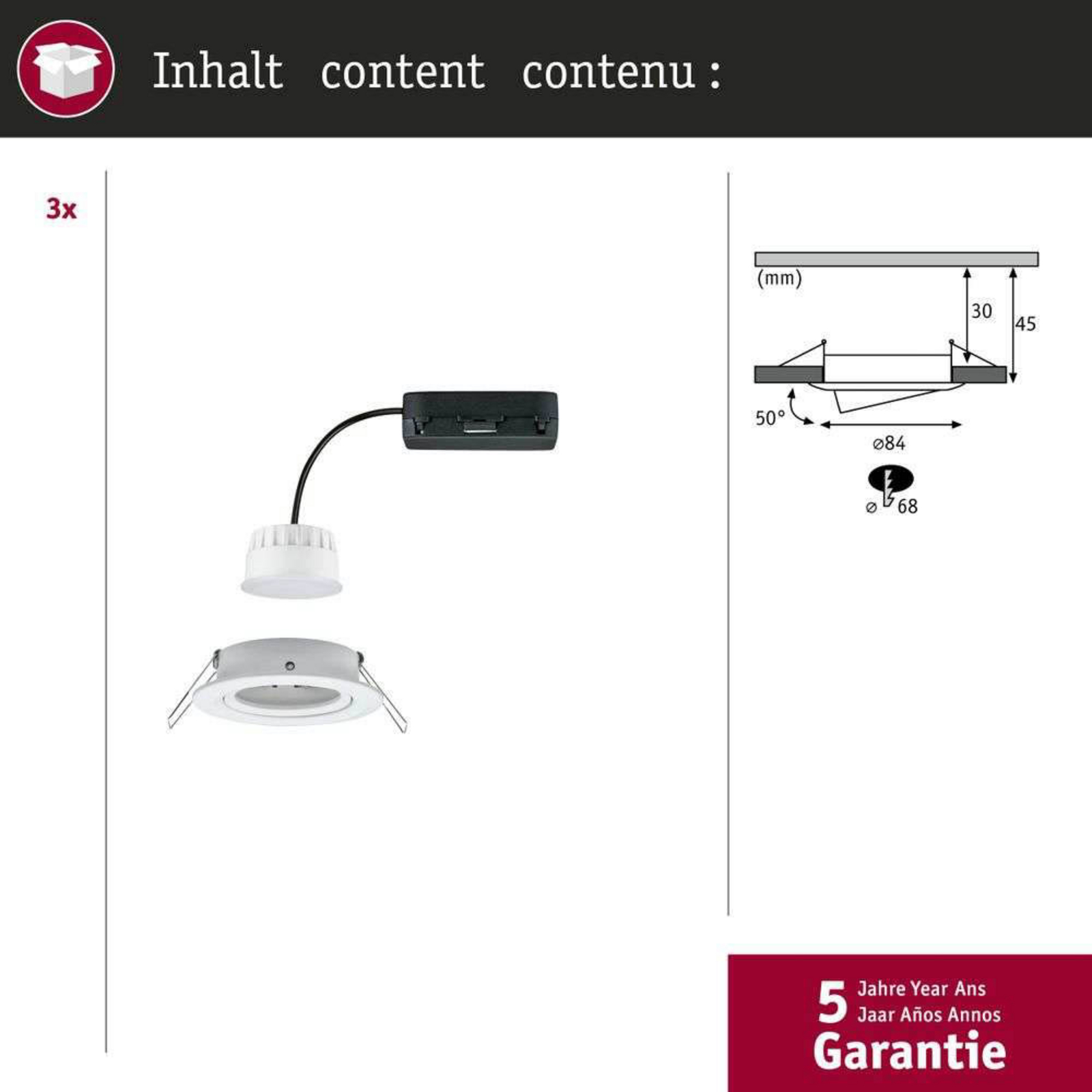 Paulmann LED inbouwspot Nova Coin Smart wit RGBW set van 3 stuks 8,4 cm