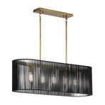 Linara hanging light, black/brass, five-bulb