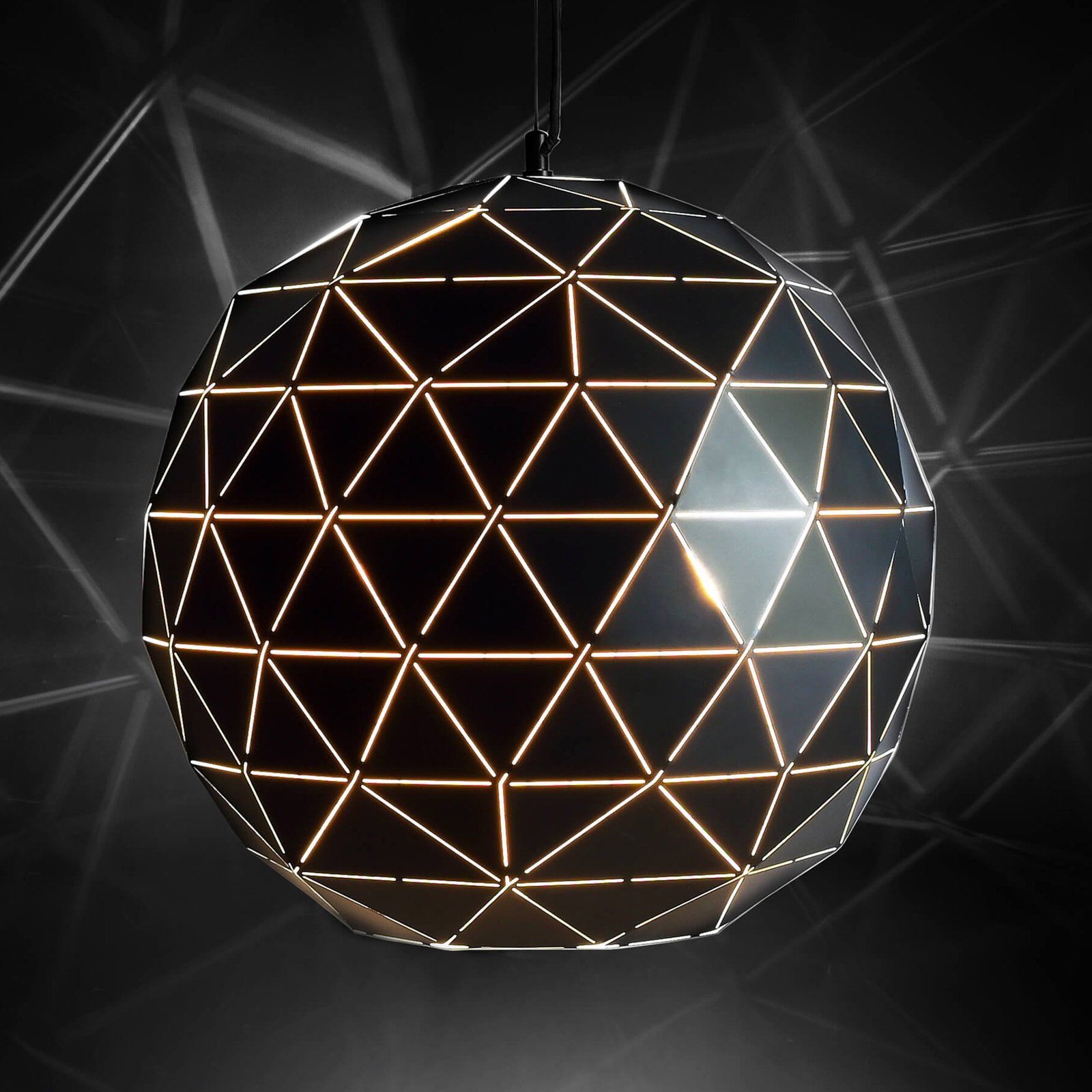 Висяща лампа Asterope, кръгла, Ø 50 cm, черна