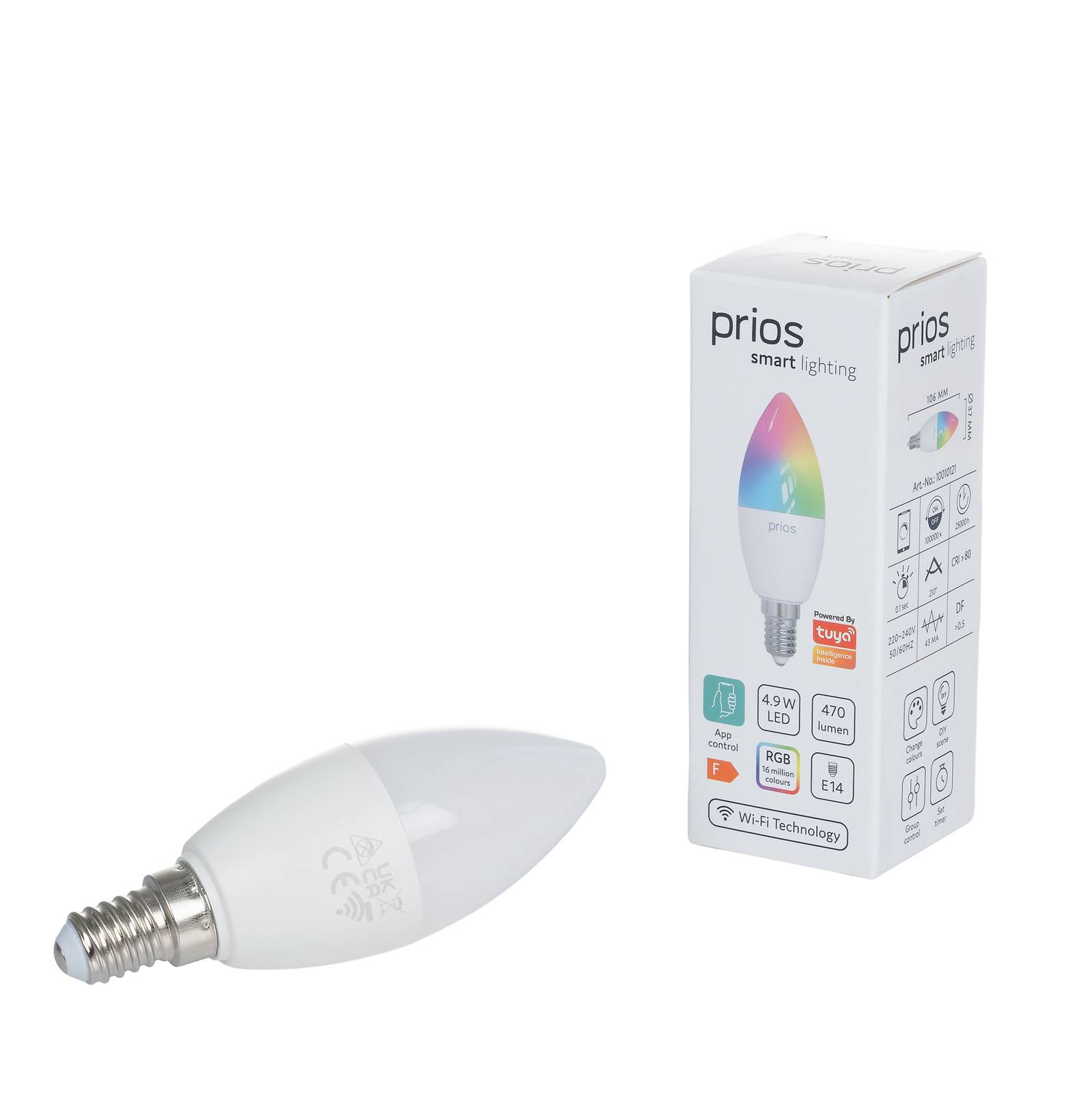 Prios LED-kronljuslampa E14 4,9W RGBW WLAN 3-pack