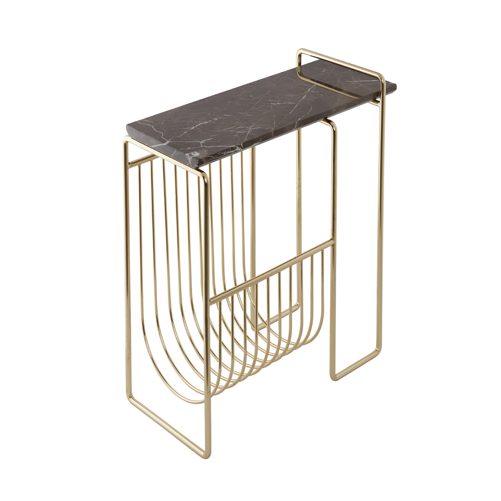 AYTM Magazine rack Sino, side table, gold-coloured