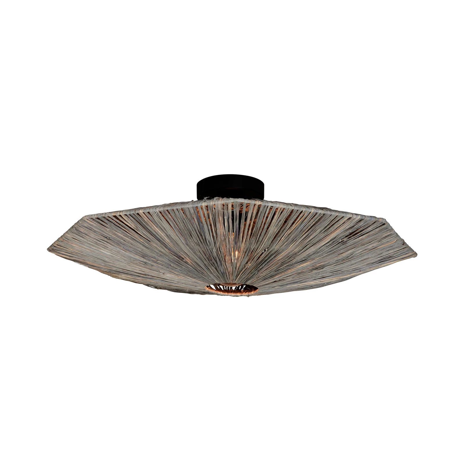 Candeeiro de teto GOOD & MOJO Panama, cinzento escuro, Ø 65 cm, ráfia