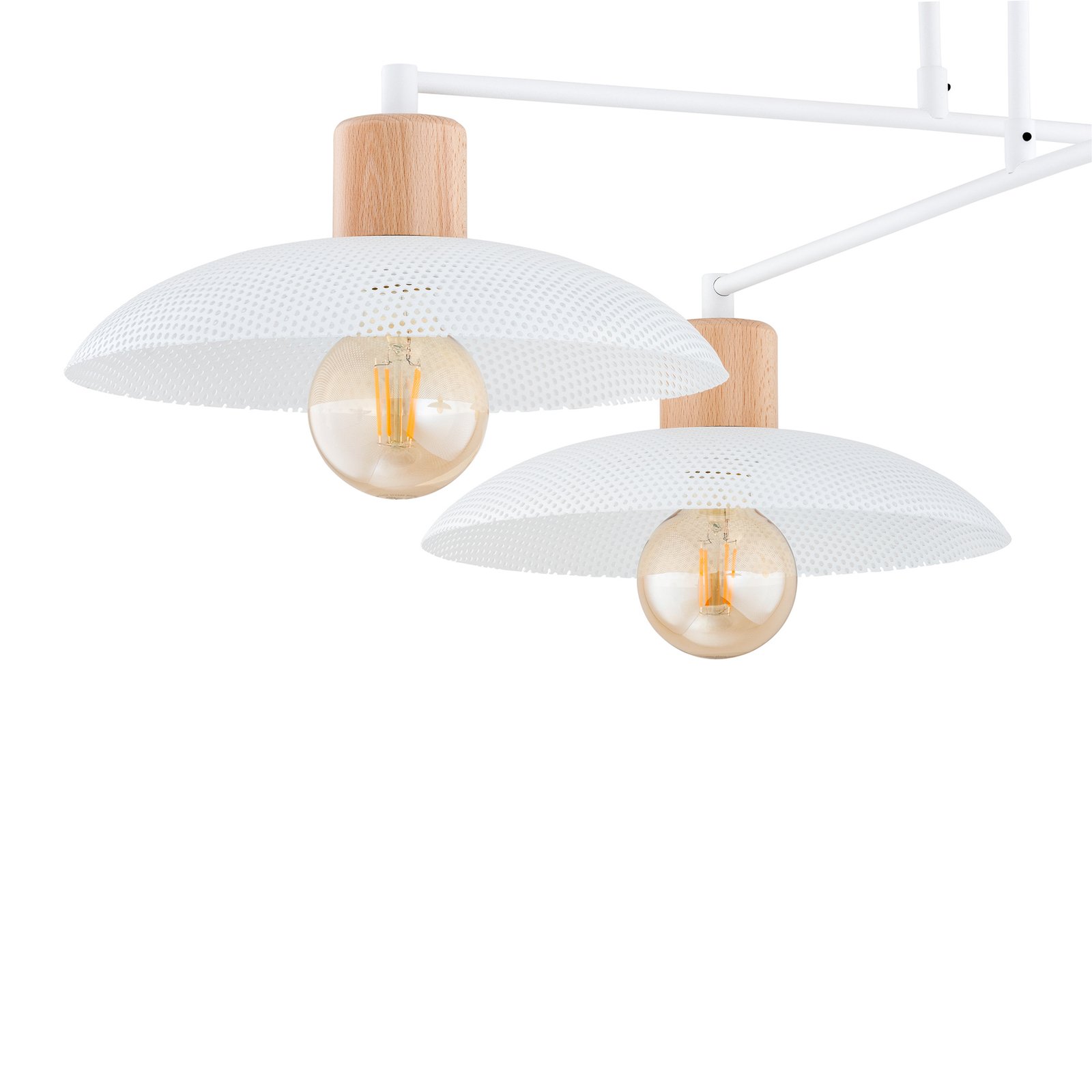 Kobe ceiling light, 4-bulb, steel, wood, white