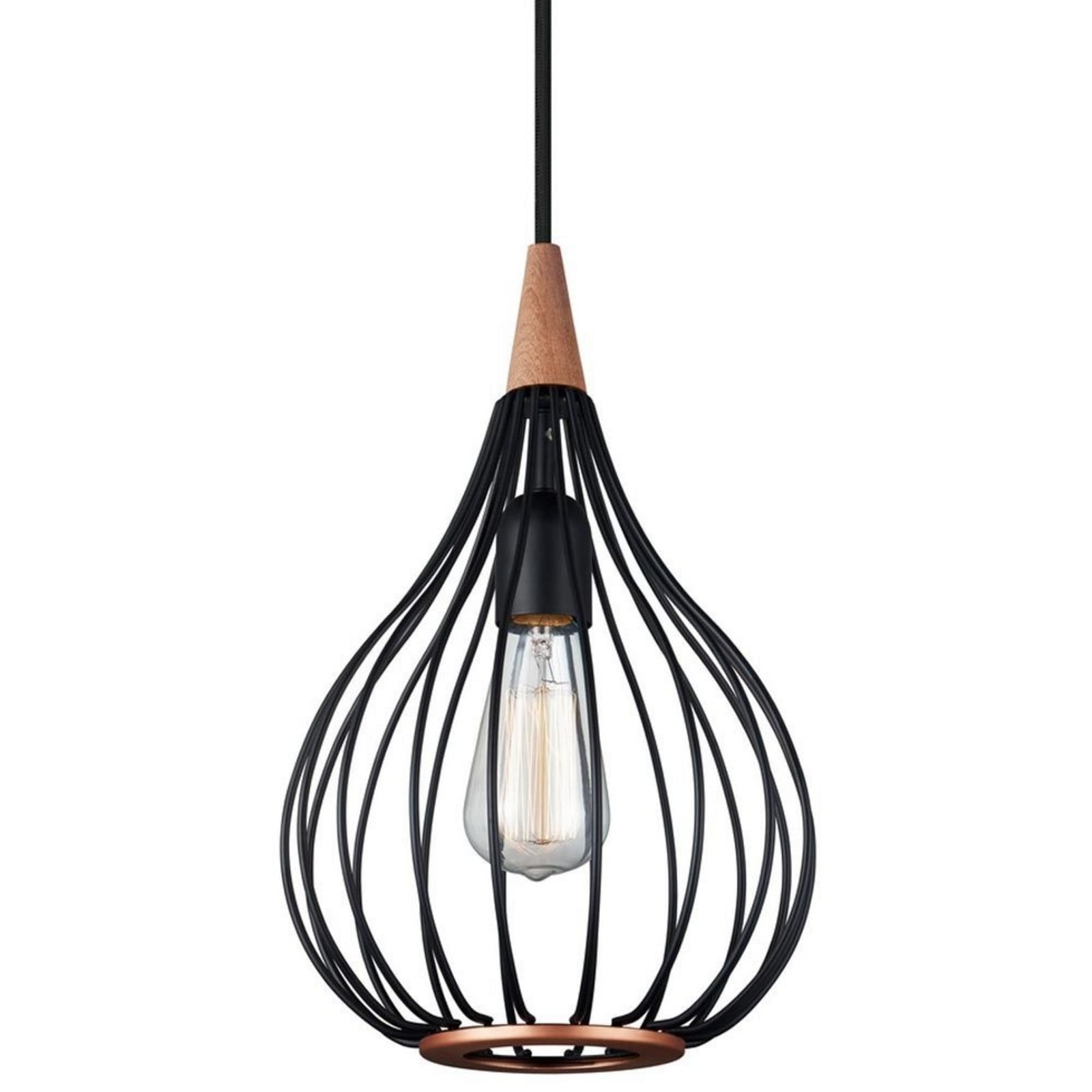 Drops Pendelleuchte Ø23 Black/Dark Wood- Halo Design - Esszimmer - Metall