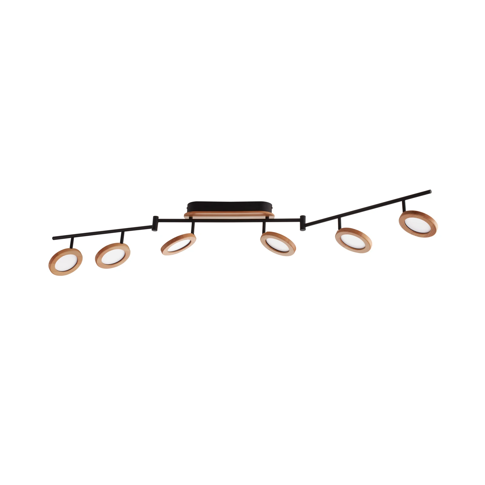 Lindby LED kohtvalgusti Manel, puit, 152 cm pikk, 6-leegiline