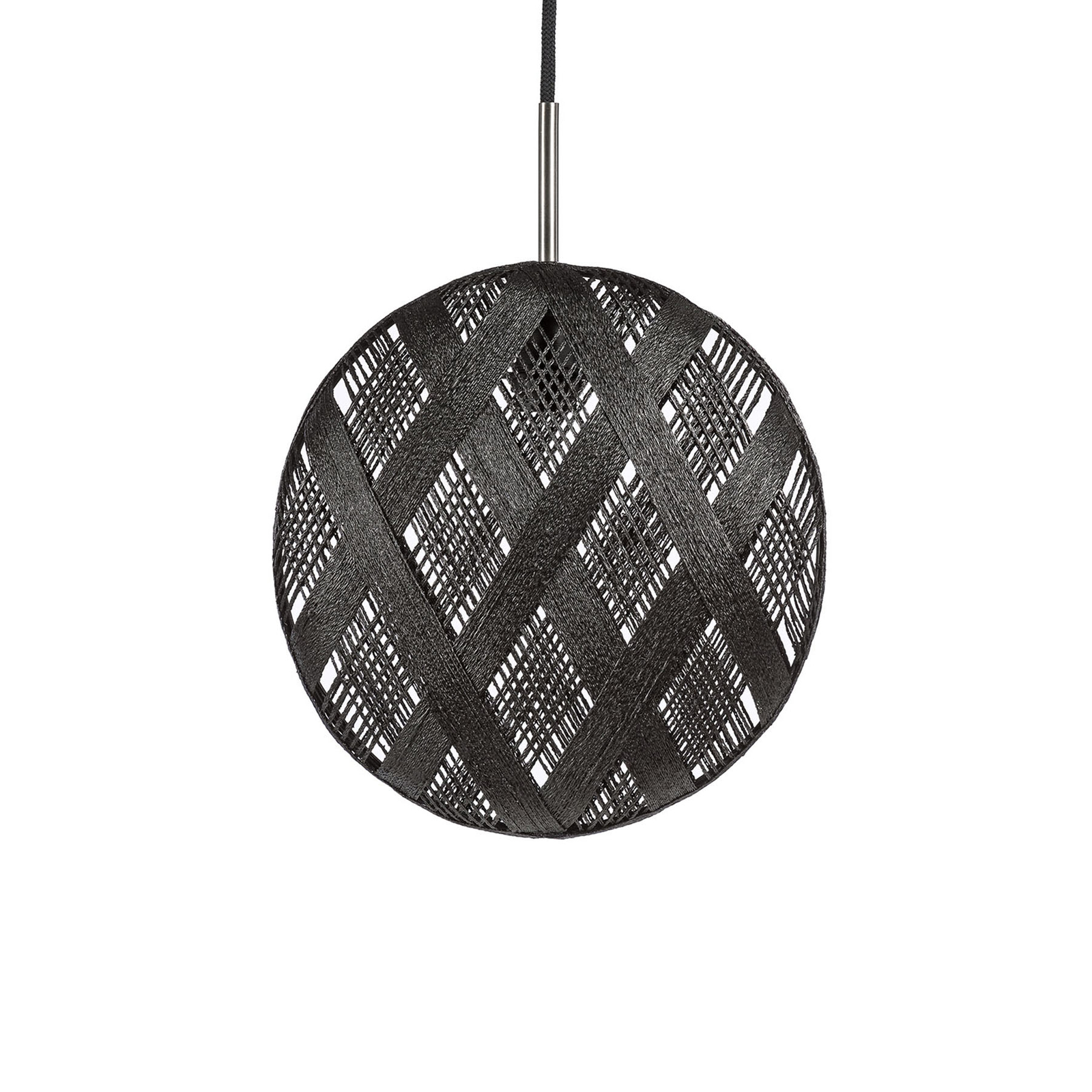 Forestier Chanpen M Diamant pendant light, black, for Living / Dining Room, hemp, E27, 60 W, energy efficiency: A++