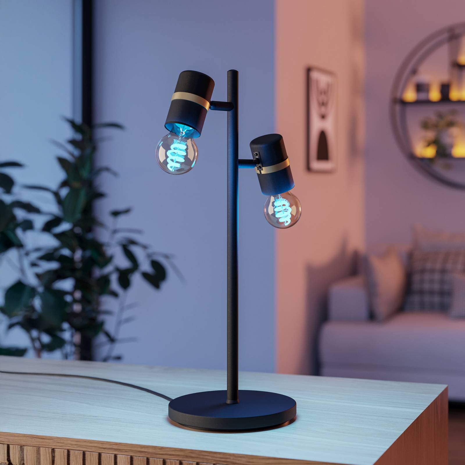 Tischleuchte Lurone, schwarz, zweiflammig günstig online kaufen