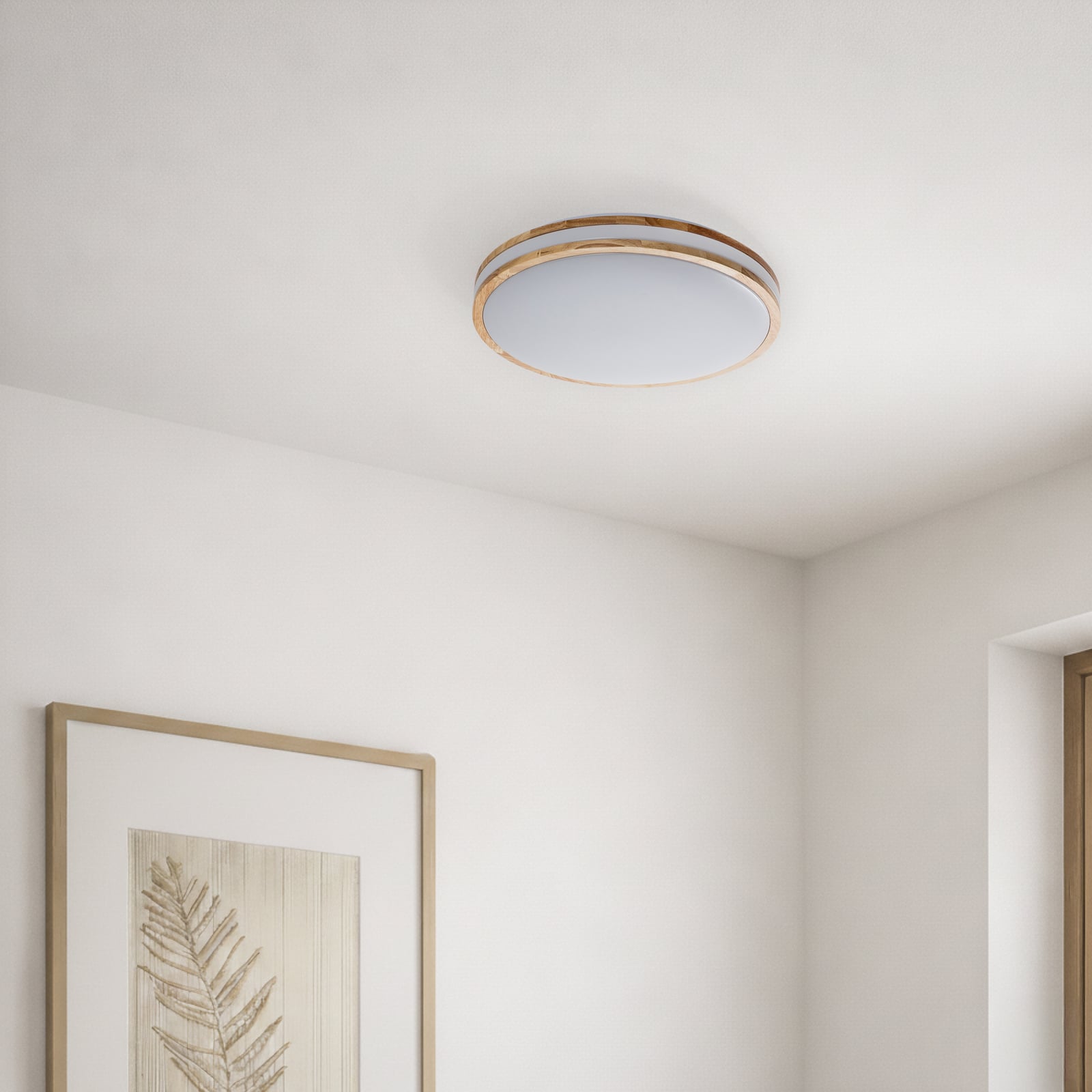 Lindby LED-kattovalaisin Emiva, 50cm, CCT, kaukosäädin, puu Lindby LED-kattovalaisin Emiva, 50cm, CCT, kaukosäädin, puu