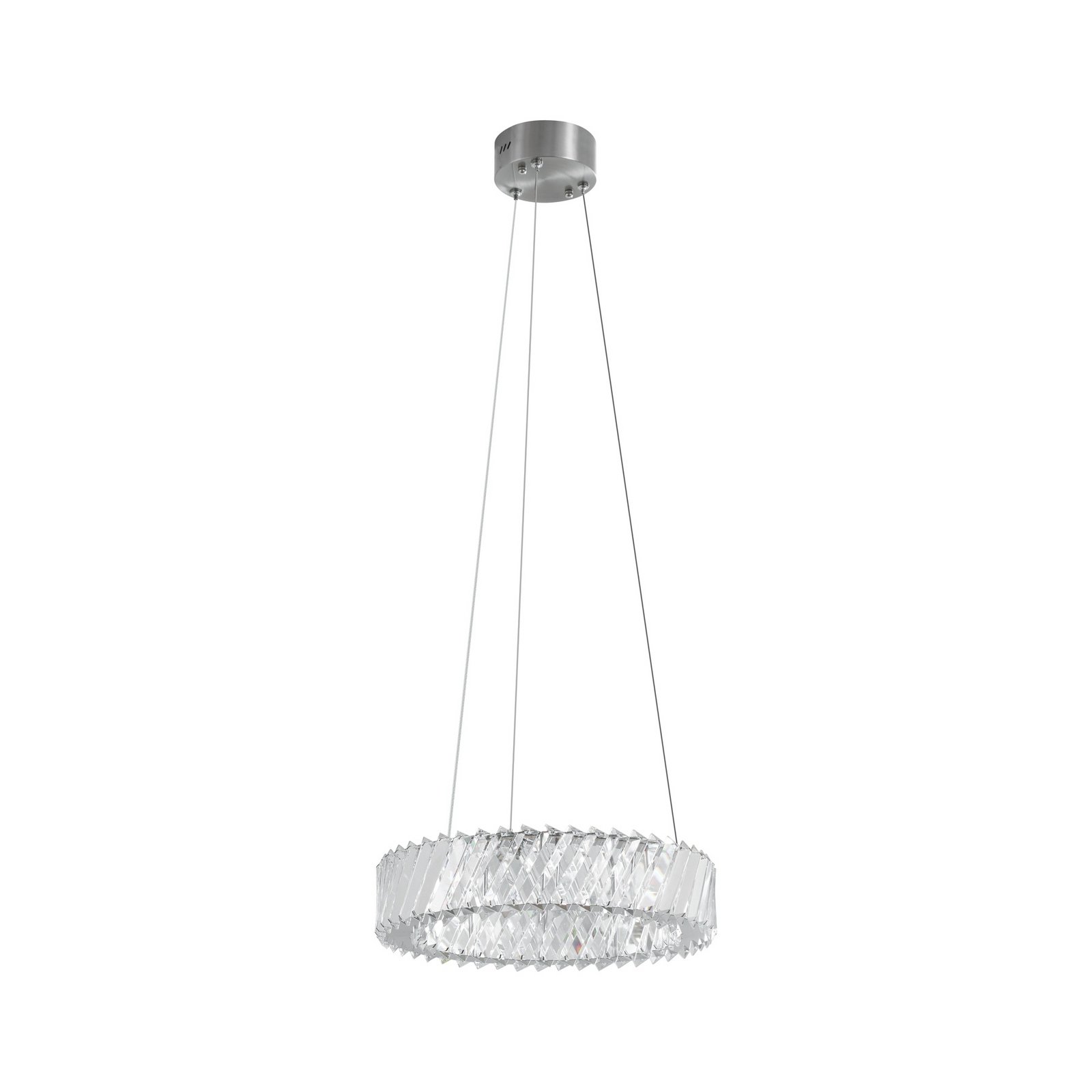 Lucande LED-Hängeleuchte Glacis, Kristall, Ø 40 cm, chrom