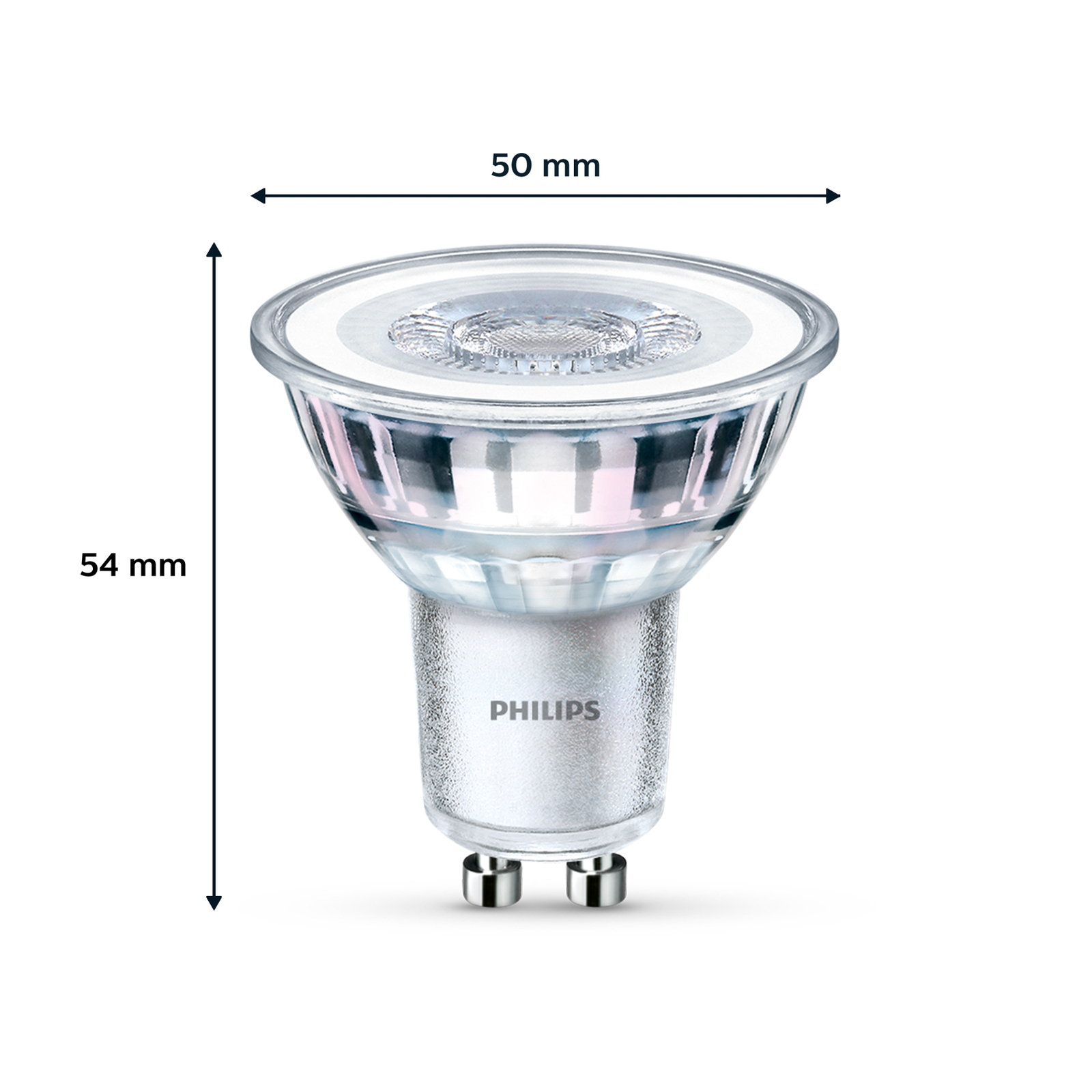 Lampada Philips GU10 4,6W 355lm 827 transparente 36° 2pcs